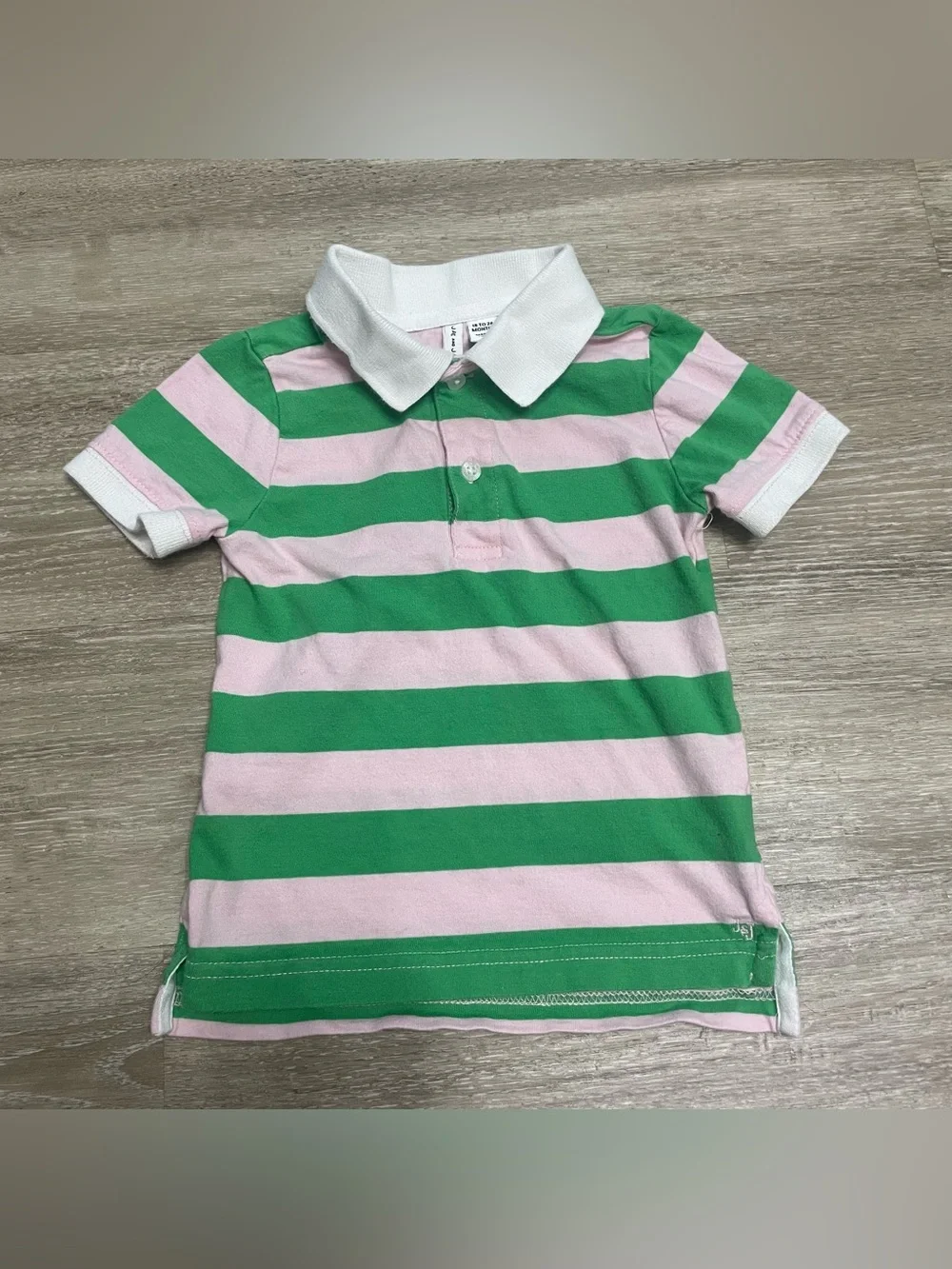 Lot Of 2 Janie and Jack Boys 12-18 Mth Short Sleeve Cotton Polo Green & Pink